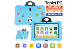 Kids Tablet Android 7&period;1 12G&plus;512G 1280&ast;800 10&period;1 inch HD Screen Learning Tablet Safe and Protective Design 2500mAh Available in a variety of colors and memory options-6G&plus;128G  blue