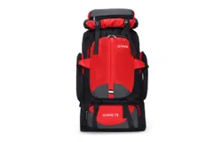 Large Capacity 70L Outdoor Camping Backpack Multi-Pocket Travel Bag Mountaineering Bag Hiking Backpack Waterproof Nylon Fabric Elasticized Design Multi-scenario Applicable Camping, Hiking, Mountaineering, Traveling Various Scenarios-202 red