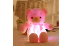 Colorful Glowing Teddy Bear Doll Ribbon Bear Doll With Light Plush Toy Birthday Gift
