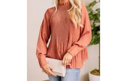 Oddi Ruffle Pleated Blouse In Terracotta
