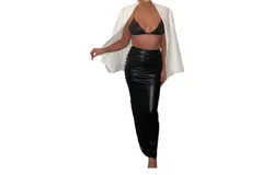 Nookie Faux Leather Skirt In Black