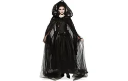 Witch cos costume suit Adult Full-Length Sheer Cape with Oversized Hood L