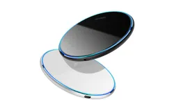 15W mobile phone wireless charger aluminum alloy fast charging round transmitter Qi mirror wireless charger