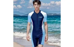 Men&apos;s blue one-piece swimsuit