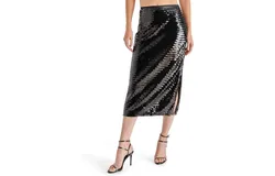 Steve Madden Dinah Sequin Midi Skirt In Black
