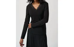 Joseph Ribkoff Jersey And Lace Fitted Top In Black