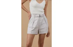 Sophie Rue Robyn Belted Linen Shorts In Lavender