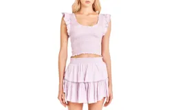 Loveshackfancy Ruffle Mini Skirt In Lilac