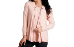 French Kyss Nikki Kashmira Grommet Open Cardigan In Peach