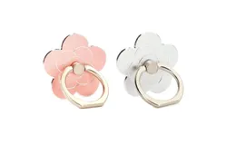 Cell Phone Ring Holder Flower&comma; 2PCS Metal Cell Phone Ring Socket Grip - light silver &plus;light pink