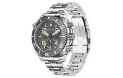 LIGE Deep Diving Watch Lasting Luminous Non-Mechanical Watch Seiko Movement Multifunction Stainless Steel Watch-silver  gray