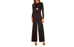 Susana Monaco Twist Front Keyhole Long Sleeve Jumpsuit In Black