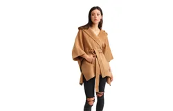 Belle & Bloom Women&apos;s Jackson Landing Wool Blend Cape Coat in Dark Camel