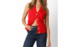 Olivaceous Meredith Sweater Vest In Red