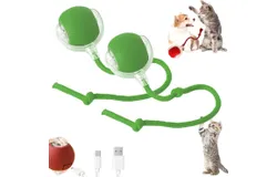 2PC Interactive Dog Toys&comma;Interactive Dog Ball Electric Dog Ball Toy Rollie Pet Cat Toy Interactive Rolling Ball Cat Toy 360° Automatic Rolling Toy Ball for Dog&sol;Cat &lpar;Green&plus;Green&rpar;