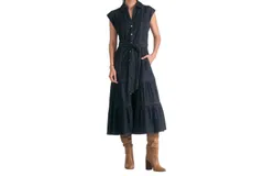 Elan Daria Midi Dress In Black