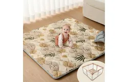 Baby Play Mats for Floor&comma; 50x50 Playpen Mat&comma; Thicken Cushioning Padding Foam Playmate for Baby and Toddlers Infants&comma; Non-Slip & Machine Washable Tummy Time Mat&comma; Earth Tones Design