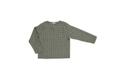 Bebe Organic Girls Jean Shirt In Green Tartan