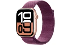 Apple Watch Series 10 &lpar;GPS&rpar; 46mm Aluminum Case with Plum Sport Loop - Rose Gold - &lpar;2024&rpar;