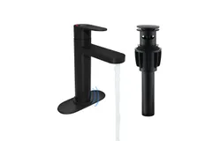 Single Handle Toucheless Sensor Black Bathroom Sink Faucet with Drainer