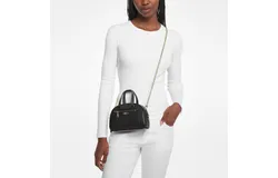 Michael Michael Kors Women&apos;s Black Pebbled Leather Williamsburg Extra Small Bowling Crossbody Handbag