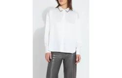 Lysse Aurora Beaded Satin Shirt In Off White