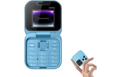 Mini Flip Mobile Phone 2 SIM Card Small Display Foldable Cell Phone&comma; Unlocked Flip Phone 2G Flip Cell Phone for Seniors &lpar;Blue&rpar;