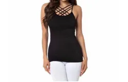 Aaaaa Fashion Strappy Criss Cross Cami In Black