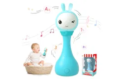 alilo Smart Bunny Baby Rattle Musical Light Up Toys&comma; Infants Newborns Baby Toys&comma; 4 Music Modes and Color Recognition Function with 9 Color Card&comma;blue