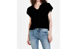 Dear John Denim Maggie Puff Sleeve Top In Black