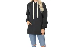 Zenana In The Hood Hoodie In Charcoal