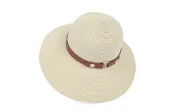 Ladies hat&comma; summer outdoor breathable beach straw hat&comma; travel sunscreen sun hat&comma; retro belt sun hat