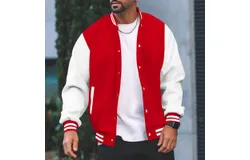 Men&apos;s Fashion Varsity Jacket Causal Slim Fit Cotton Letterman Baseball Bomber Jackets