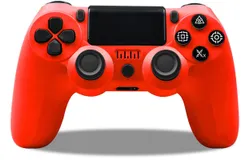 Red gamepad&comma; wireless game controller&comma; wired connection&comma; bluetooth connection&comma; wireless connection&comma; gamepad
