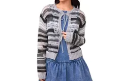 Le Lis Crochet Cardigan In Black&sol;grey