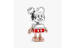 Pandora Disney Mickey Mouse Robot Charm In Silver&sol;red&sol;rose