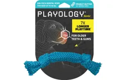 Silver Dri-Tech Dental Rope for Medium Senior Dogs up to 50lbs | Engaging All-Natural Peanut Butter Scented Dog Chew Toy | Non-Toxic Materials for Older Teeth