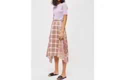 Topshop Asymmetrical Plaid Midi Skirt In Multicolor