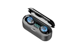 F9-8 TWS In-Ear BT Earphones with Stereo Sound Noise Reduction Waterproof Wireless Earbuds with LED-Digital Display Touch-Control Headsets HD Call Headphoenes with MIC Compatible with iOS Android Black
