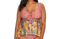 Becca Etc&period; Tapestry Bloom Tie Front Tankini In Multi
