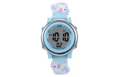 Kids Digital Light Up Watch，Unicorn- Girls&comma; Boys&comma; Children&comma; School-Blue