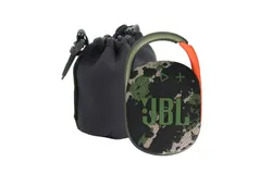 JBL Clip 4 Portable Bluetooth Waterproof Speaker &lpar;Squad&rpar; &plus; Innovexee Waterproof Neoprene Medium Lens Pouch for DSLR & Mirrorless Cameras - Shockproof&comma; Dustproof&comma; & Secure Storage with Belt Loop & Swivel Clip
