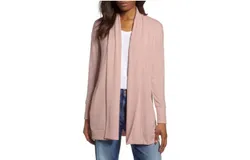 Gibson Cozy Knit Open Front Ribbed Sweater In Pink