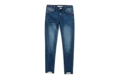 Tractr Girl Basic Skinny Jean With Fun Hem In Dark Wash
