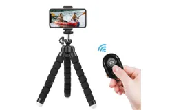 Phone Tripod&comma; Flexible Tripod for iPhone and Android Cell Phone&comma; Portable Small Tripod with Wireless Remote and Clip for Video Recording&sol;Vlogging&sol;Selfie Black