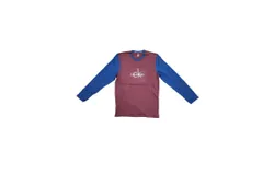 Calvin Klein Men&apos;s Long Sleeve Sleepwear Shirt In Maroon&sol;blue