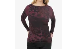 Amb Designs Tortoiseshell Raw Edge Second Skin Top In Merlot
