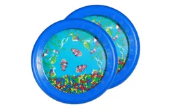 7 inch Ocean Drum Creative Toy Gift Wave Bead Drum Haiyin Drum Musical Instrument Suitable for children aged 2-5 &lpar;2 blue&rpar;