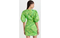 Rhode Women&apos;s Isla Dress&comma; Lime Diamond Stitch&comma; Green&comma; Print Mini