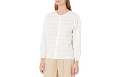 Lilla P Bracelet Sleeve Button Down Top In White